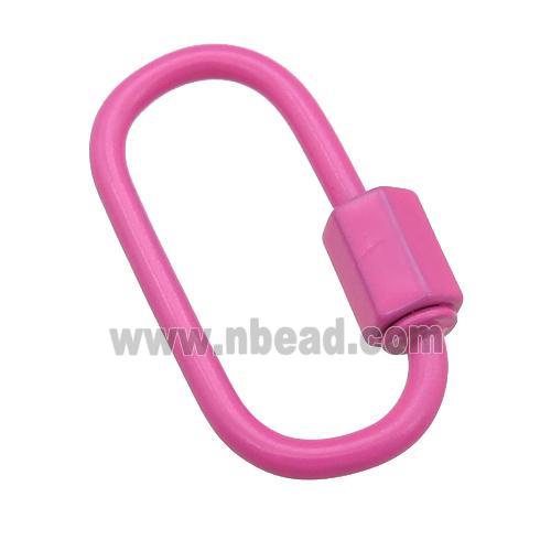 copper oval Carabiner Clasp with pink Lacquered Fired