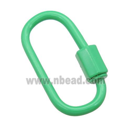 copper oval Carabiner Clasp with applegreen Lacquered Fired