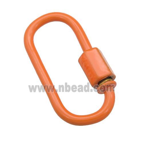 copper oval Carabiner Clasp with orange Lacquered Fired