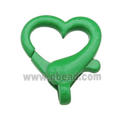 Alloy heart Lobster Clasp with green Lacquered Fired