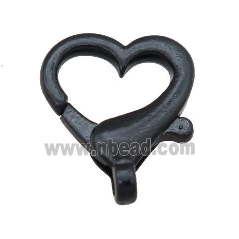 Alloy heart Lobster Clasp with black Lacquered Fired