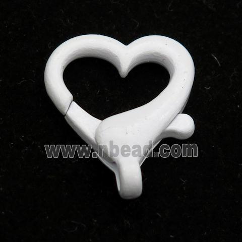 Alloy heart Lobster Clasp with white Lacquered Fired
