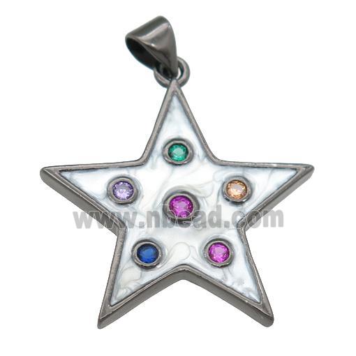 copper star pendant with enamel pearlized resin, black plated