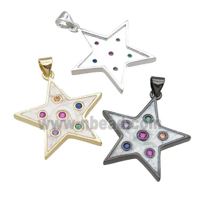 copper star pendant with enamel pearlized resin, mixed