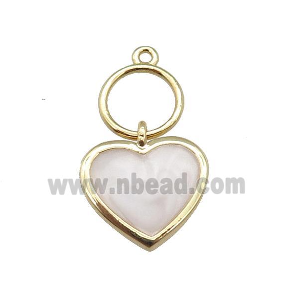 copper heart pendant with MOP, gold plated