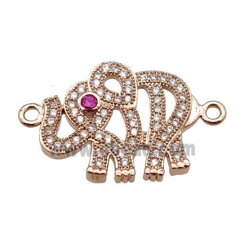 copper elephant connector pave zircon, rose gold