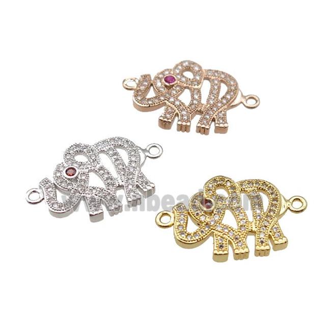 copper elephant connector pave zircon, mixed