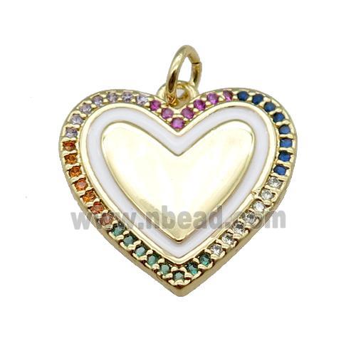 copper heart pendant pave zircon, gold plated