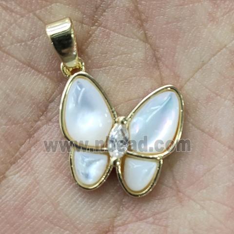 Mother of Pearl pendant, butterfly, gold plated