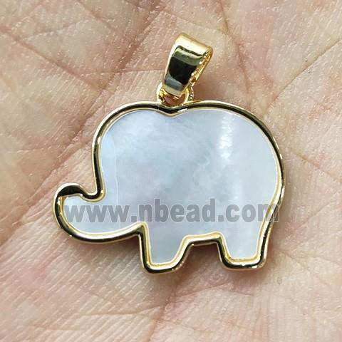 Mother of Pearl Elephant Pendant, gold plated