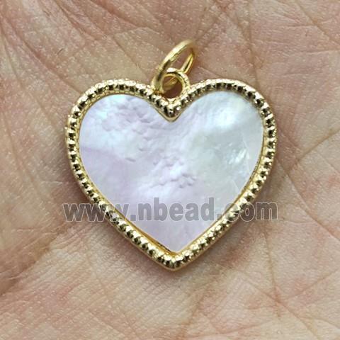 Mother of Pearl Heart Pendant, gold plated