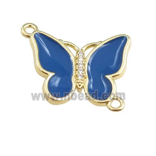 copper butterfly connector with deepblue enamel, gold plated