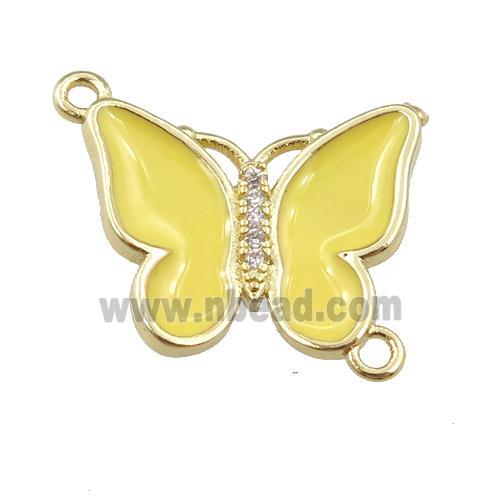 copper butterfly connector with yellow enamel, gold plated