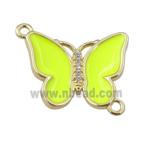 copper butterfly connector with nenoyellow enamel, gold plated
