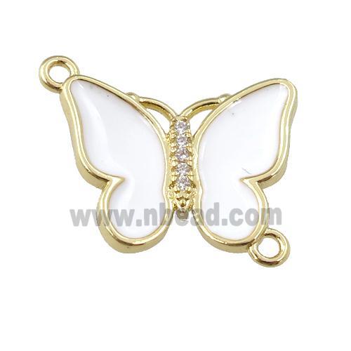 copper butterfly connector with white enamel, gold plated