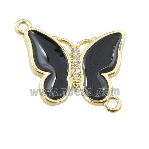 copper butterfly connector with black enamel, gold plated