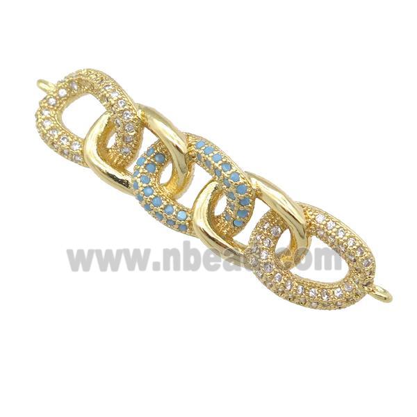 copper Linker Connector pave zircon, gold plated