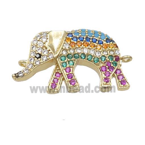 copper Elephant connector pave zircon, gold plated
