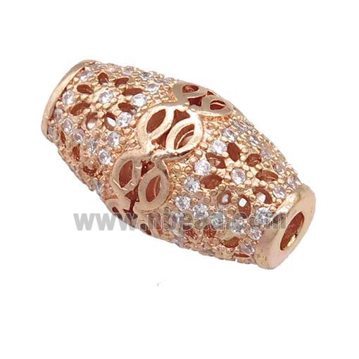 copper rice beads pave zircon, rose gold