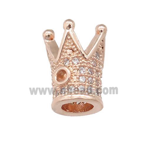 copper Crown beads pave zircon, rose gold