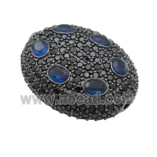 copper oval beads pave blue zircon, black plated
