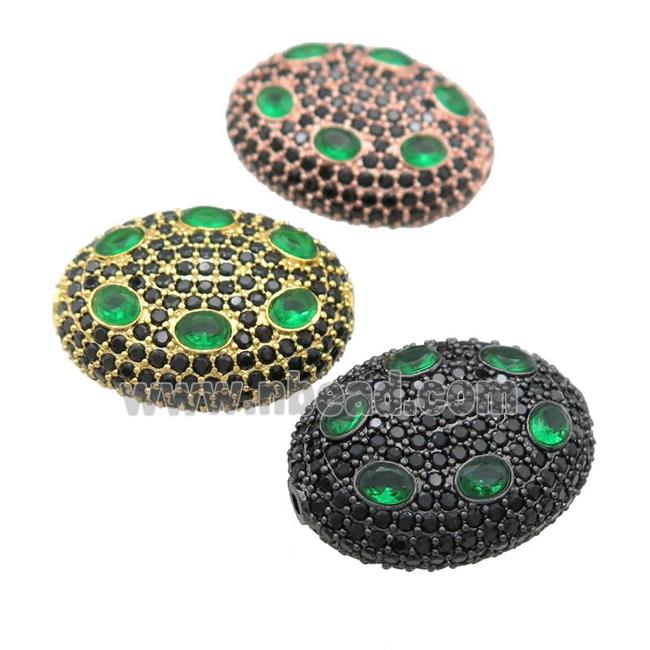copper oval beads pave green zircon, mixed