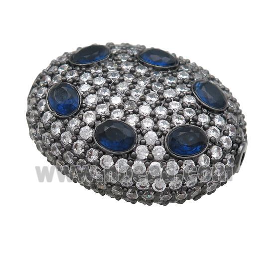 copper oval beads pave blue zircon, black plated