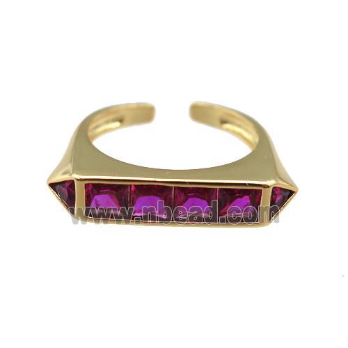 copper Ring pave hotpink zircon, gold plated