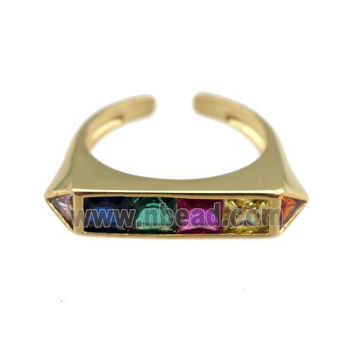 copper Ring pave zircon, gold plated