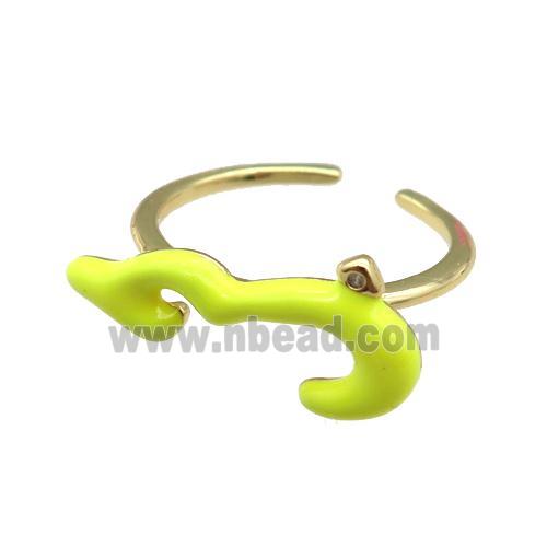 copper Ring with yellow enamel, gold plated
