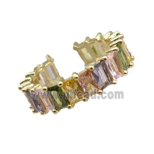 copper Ring paved zircon, gold plated