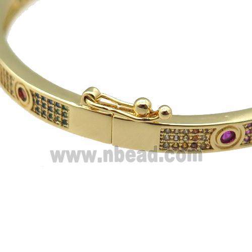 copper Bangle paved zircon, gold plated