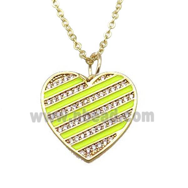 copper Necklace with yellow enamel heart, gold plated