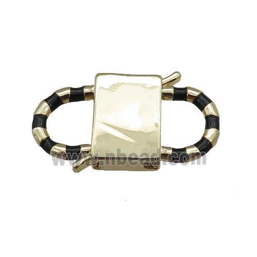 copper Clasp with black enamel, gold plated