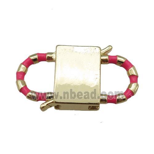 copper Clasp with hotpink enamel, gold plated