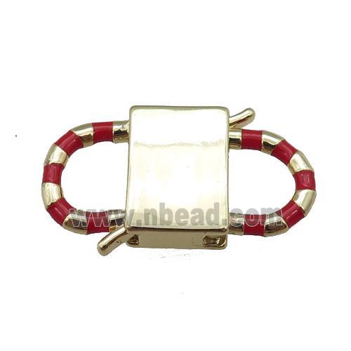 copper Clasp with red enamel, gold plated