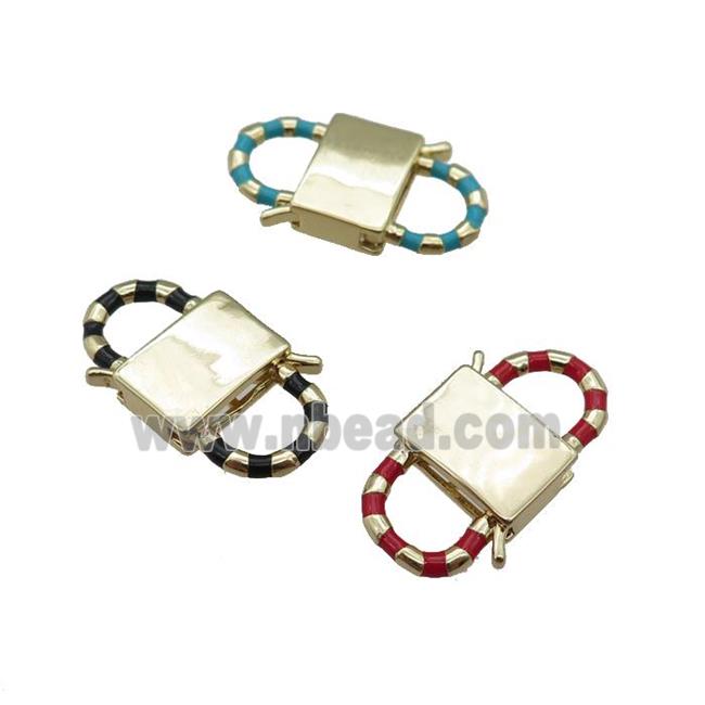 copper Clasp with enamel, gold plated, mixed