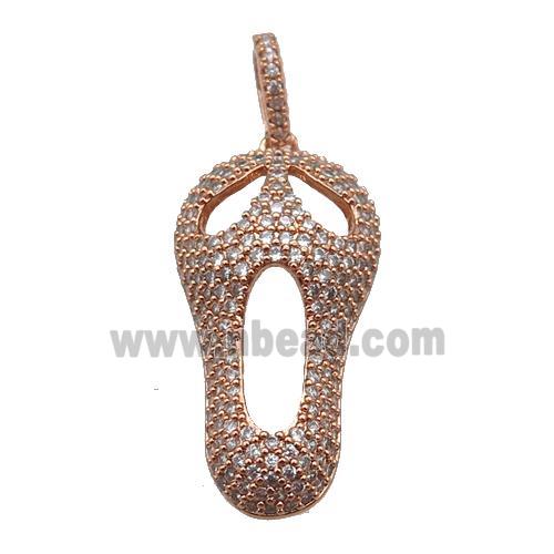 copper Skull charm pendant paved zircon, halloween, rose gold