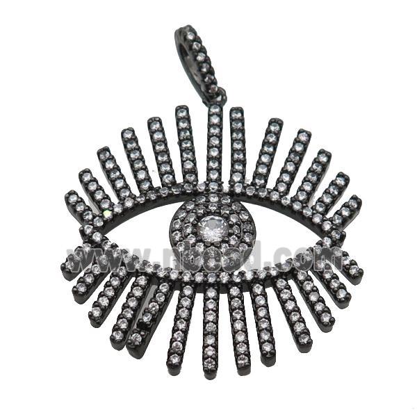 copper Eye charm pendant paved zircon, black plated