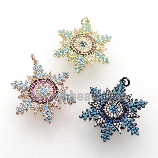 copper Snowflake pendant paved zircon, mixed