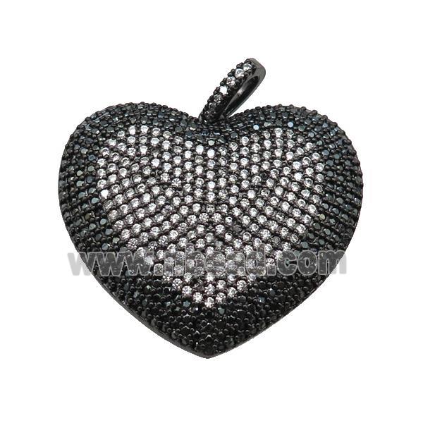 copper Heart pendant paved zircon, black plated