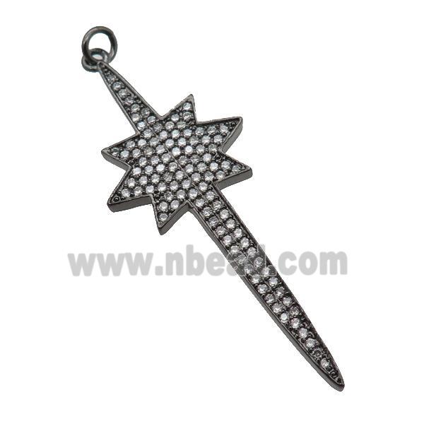 copper Northstar pendant paved zircon, black plated