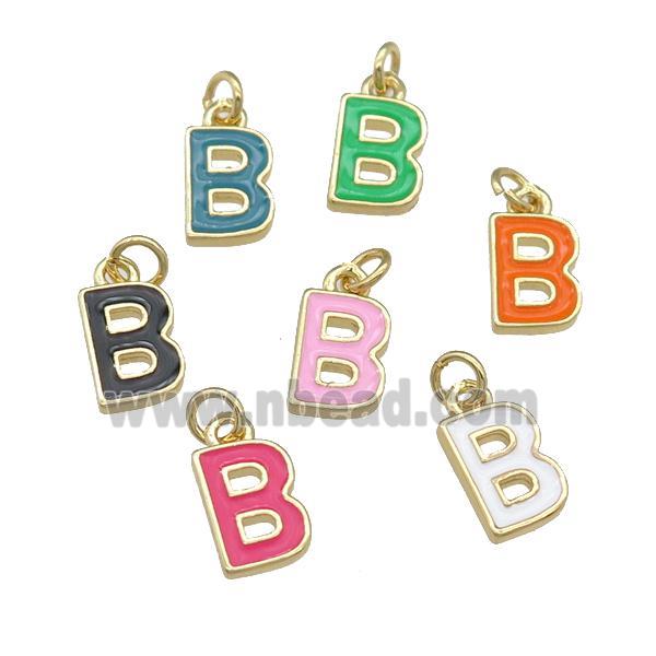 copper Letter-B pendant with enamel, mixed, gold plated