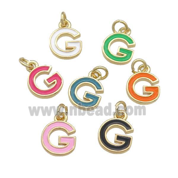 copper Letter-G pendant with enamel, mixed, gold plated