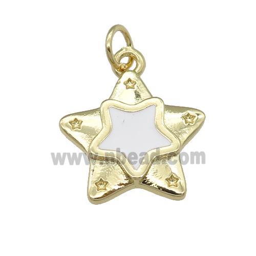 copper Star pendant with white enamel, gold plated