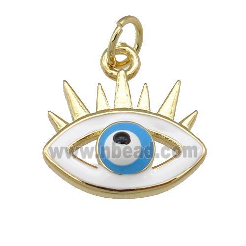 copper Evil Eye pendant with enamel, blue, gold plated