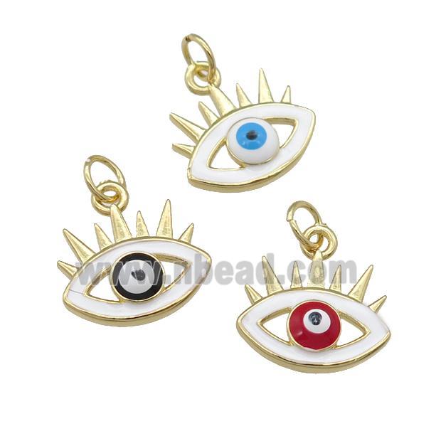 copper Evil Eye pendant with enamel, mixed, gold plated