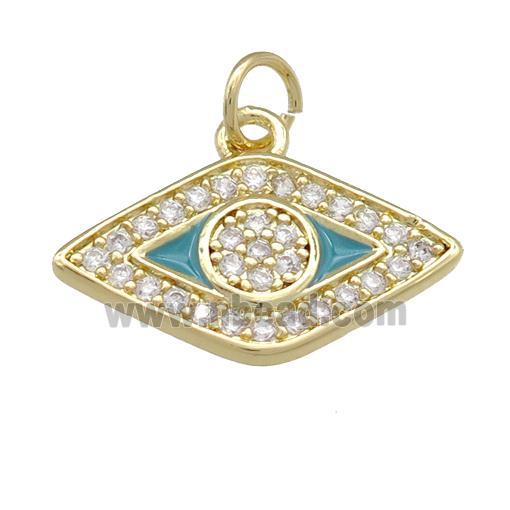 copper Eye pendant paved zircon, gold plated