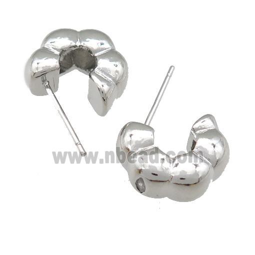 copper Stud Earring, platinum plated