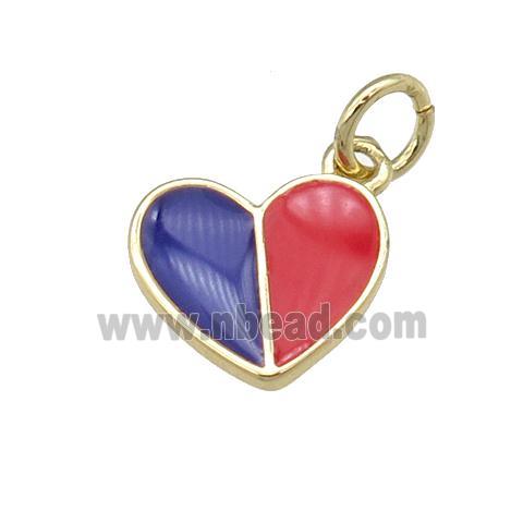 copper Heart pendant with purple red enamel, gold plated